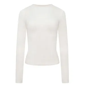 Ribbed Modal Long Sleeved Tshirt- Latte