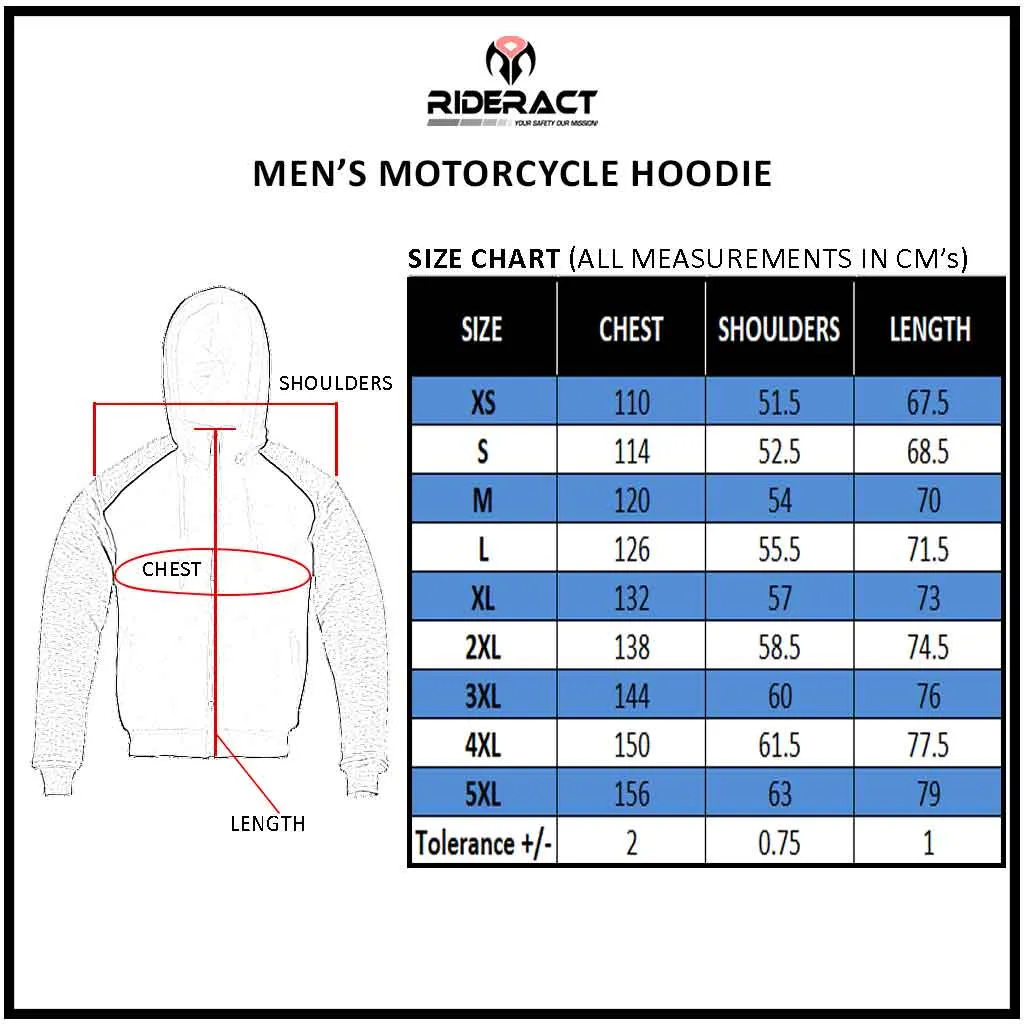 RIDERACT® Mens Motorbike Hoodie Chrome Reinforced with Aramid Fiber