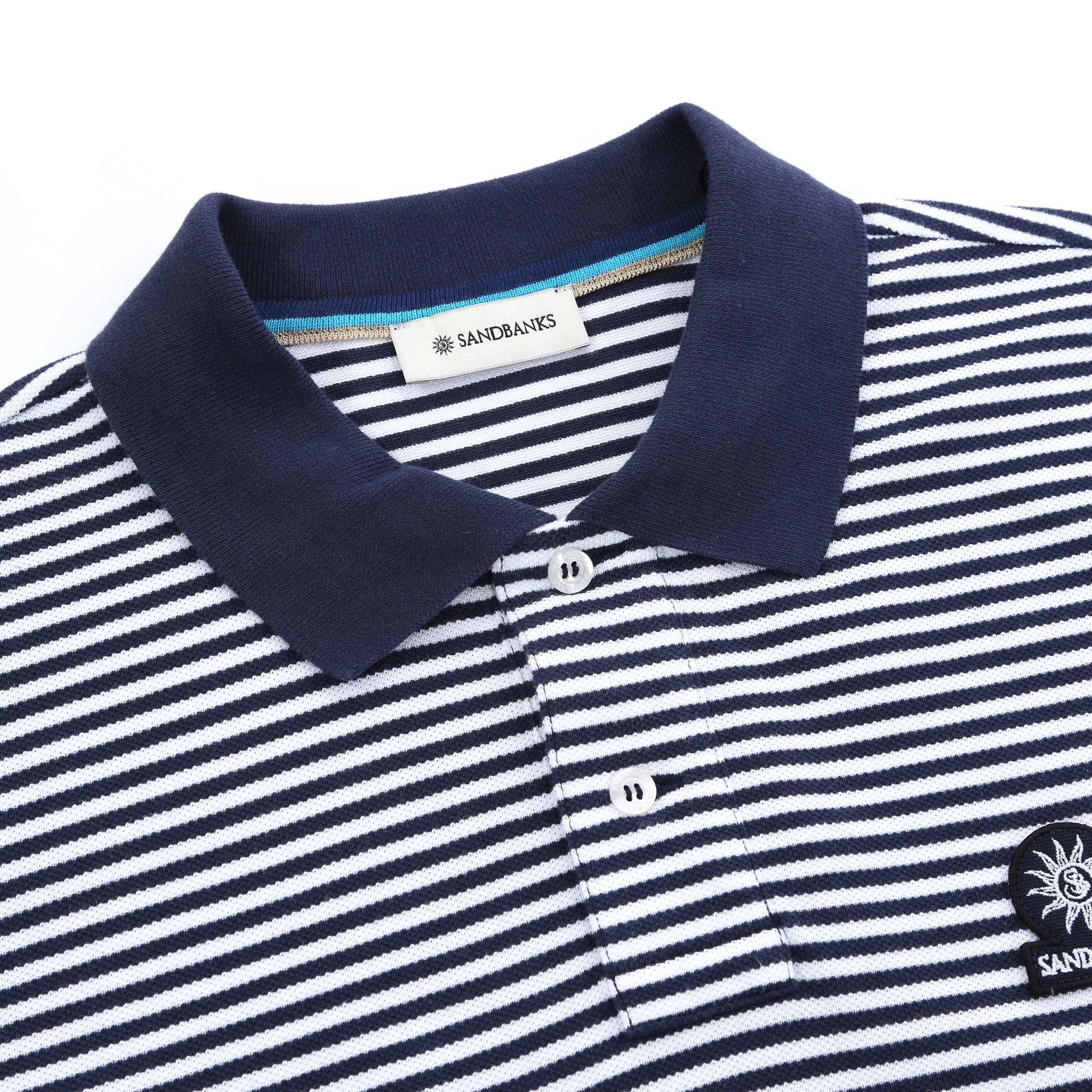 Sandbanks Striped Polo Shirt in Navy & White