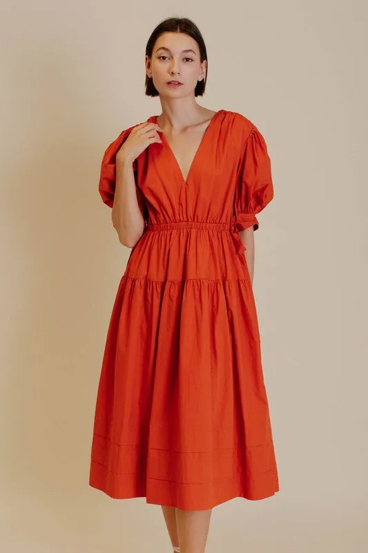 Sarah Poplin Terracotta Dress