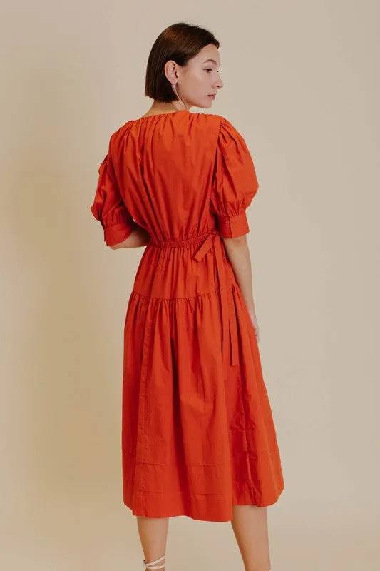 Sarah Poplin Terracotta Dress