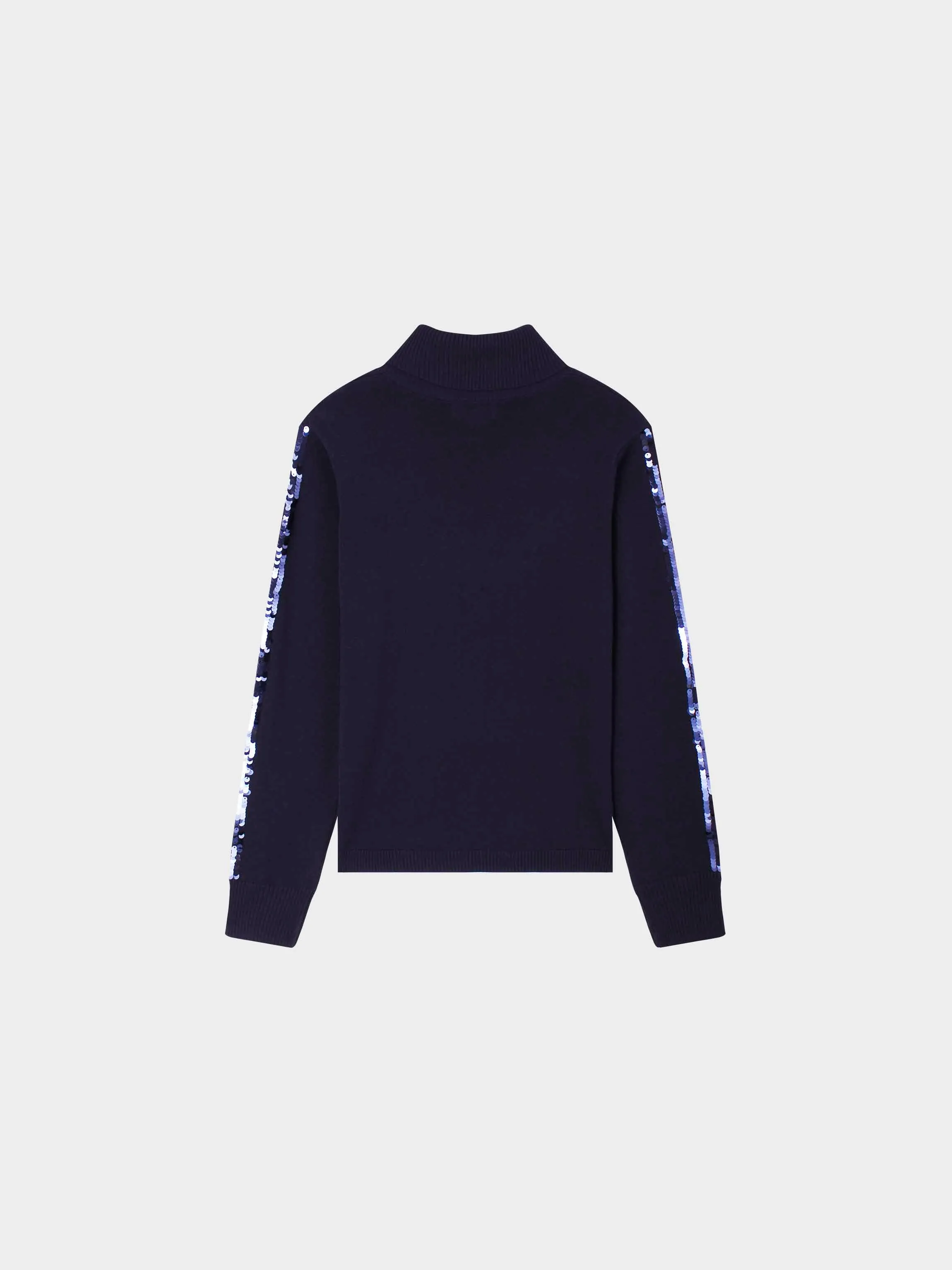 Sequin Trim Sweater-Navy