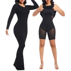 Shapewear Maxi Dress with Stylish Crew Neck | Built-in Shapewear Bra 8 in-1 Women Maxi Dress