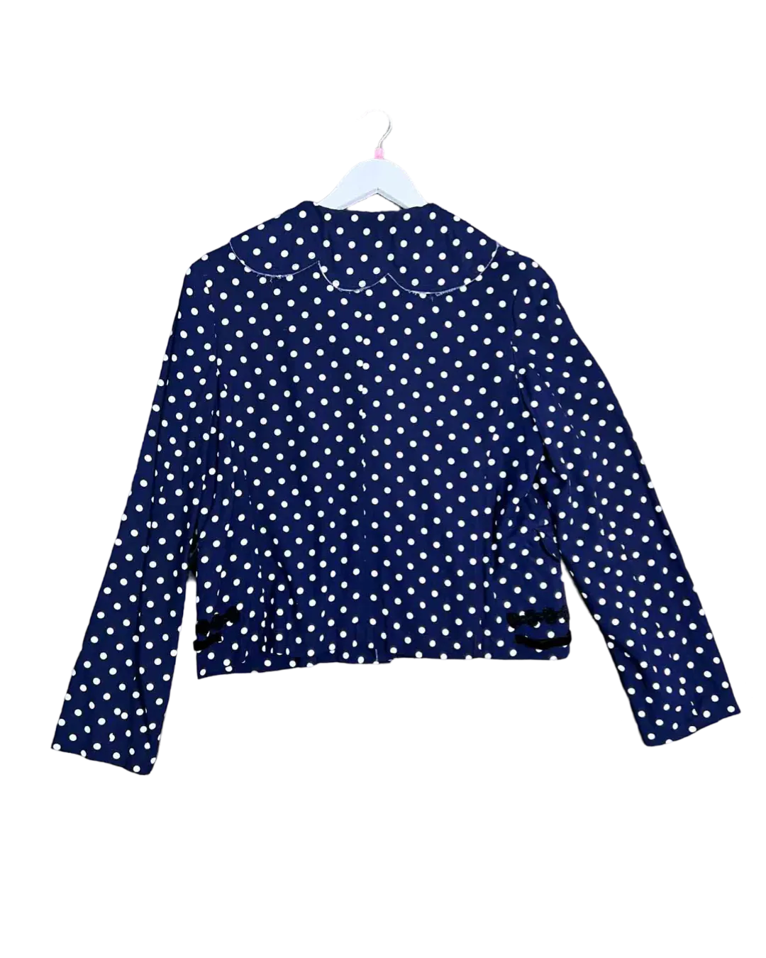 Size L - Comme des Garçons Polka Dot Velvet Bow Trim Jacket