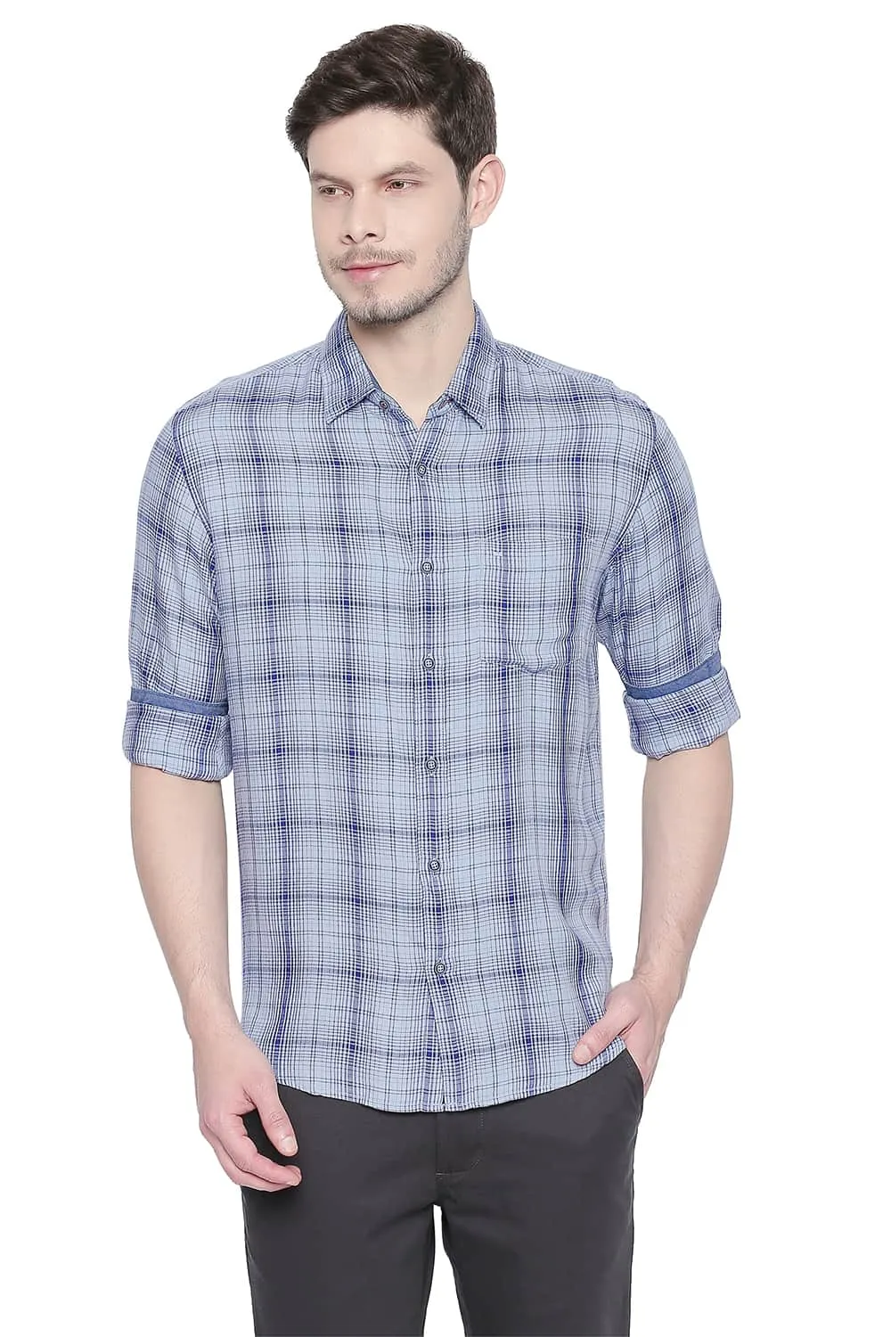 Slim Fit Modal Checks Shirt