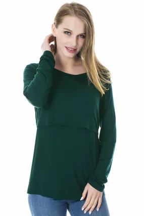 Smallshow Modal Long Sleeve Maternity Nursing Tops