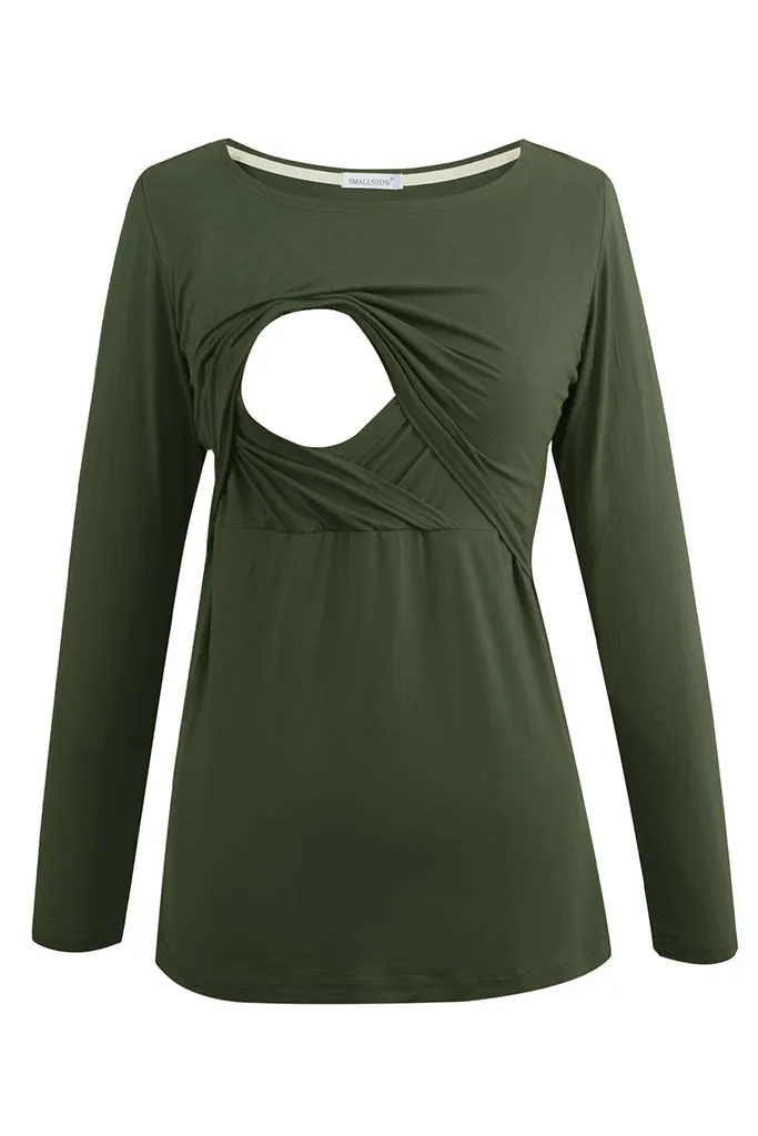 Smallshow Modal Long Sleeve Maternity Nursing Tops