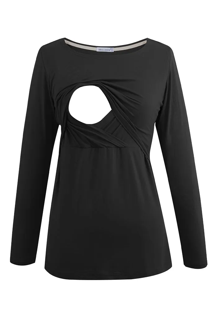 Smallshow Modal Long Sleeve Maternity Nursing Tops