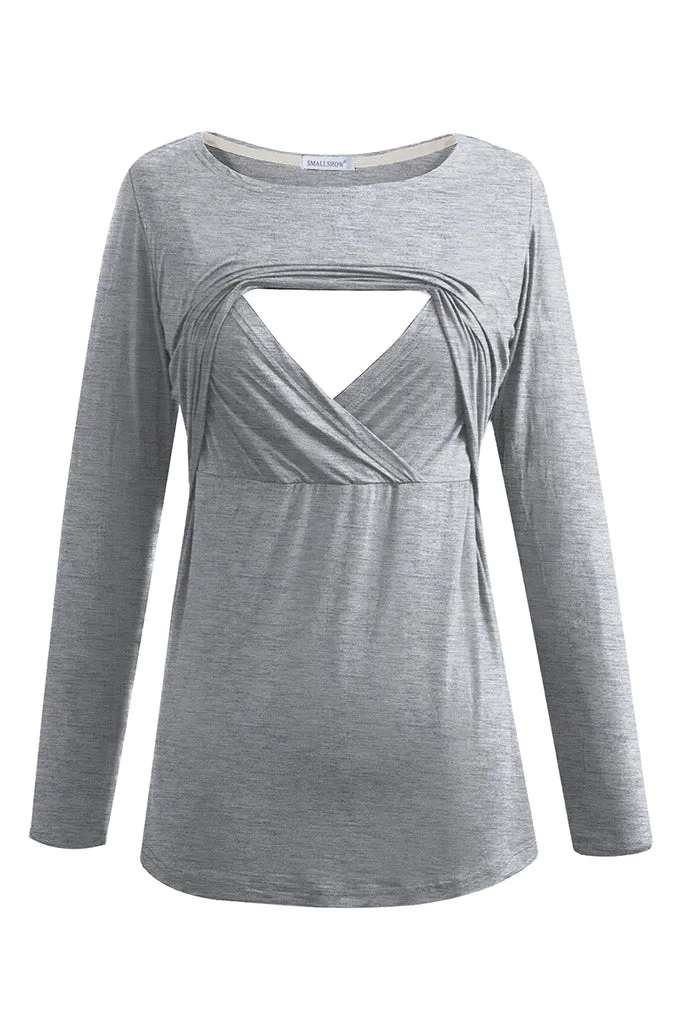 Smallshow Modal Long Sleeve Maternity Nursing Tops