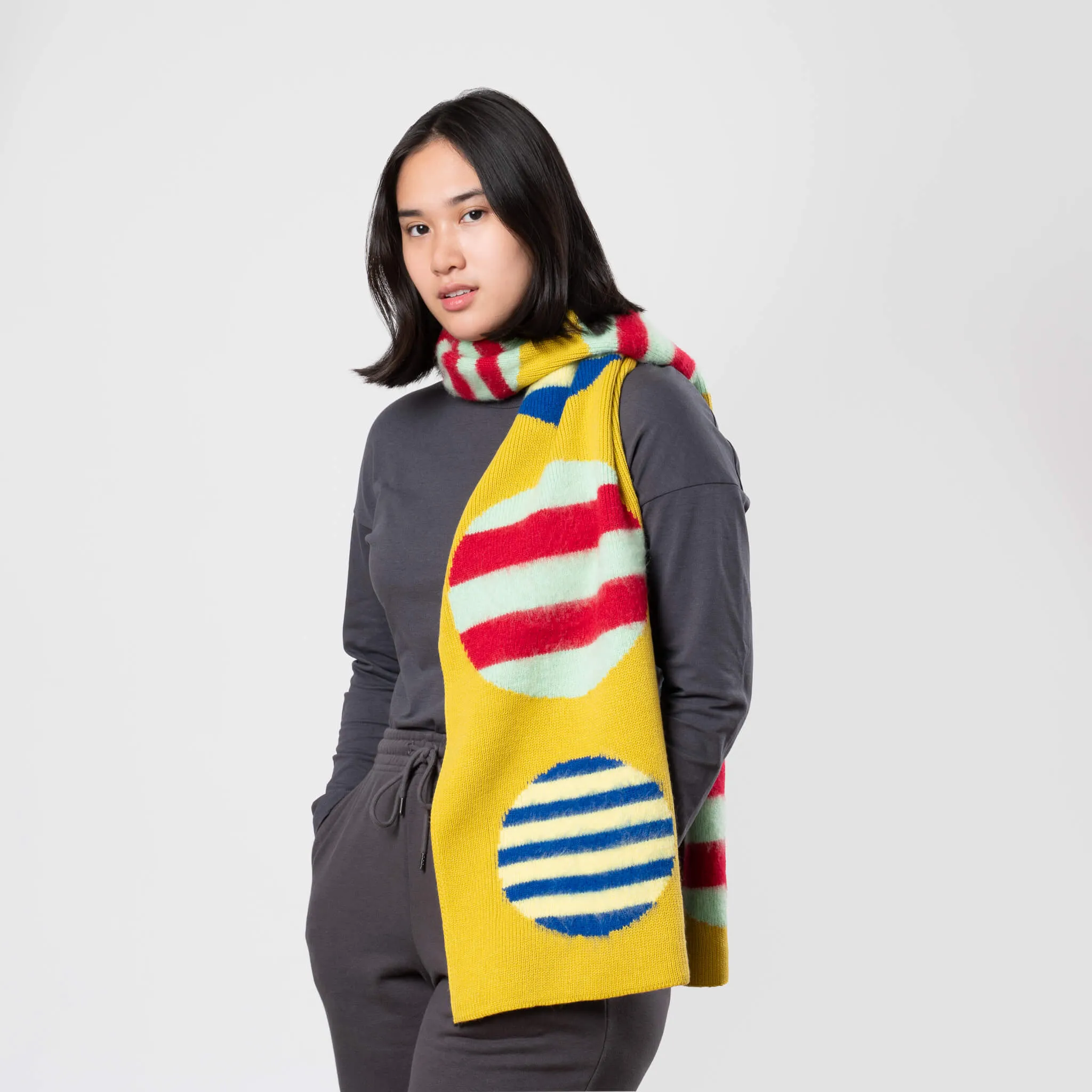 Stripe Dot Big Scarf