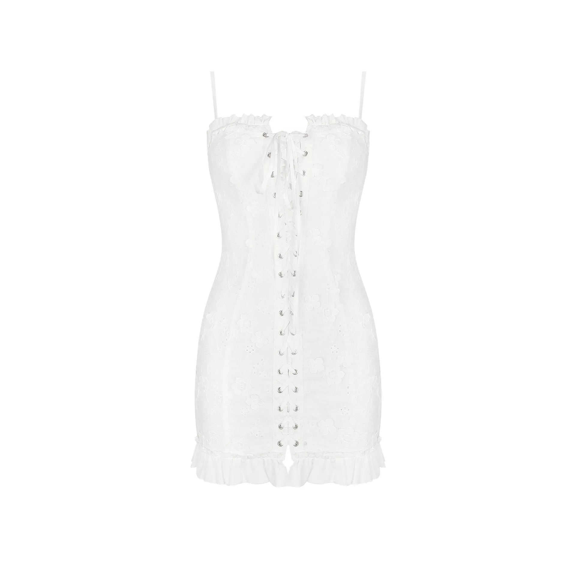 Summer Women Short Sling Dress Spring Summer Women Sexy Lace up White Hip