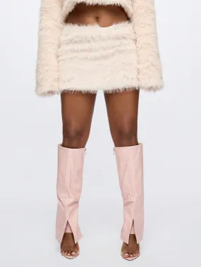 SUMWON WOMEN Fluffy Faux Fur Mini Skirt