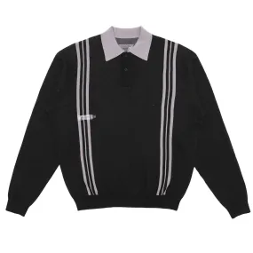 Sutton LS Sweater Polo Shirt Black - SS24