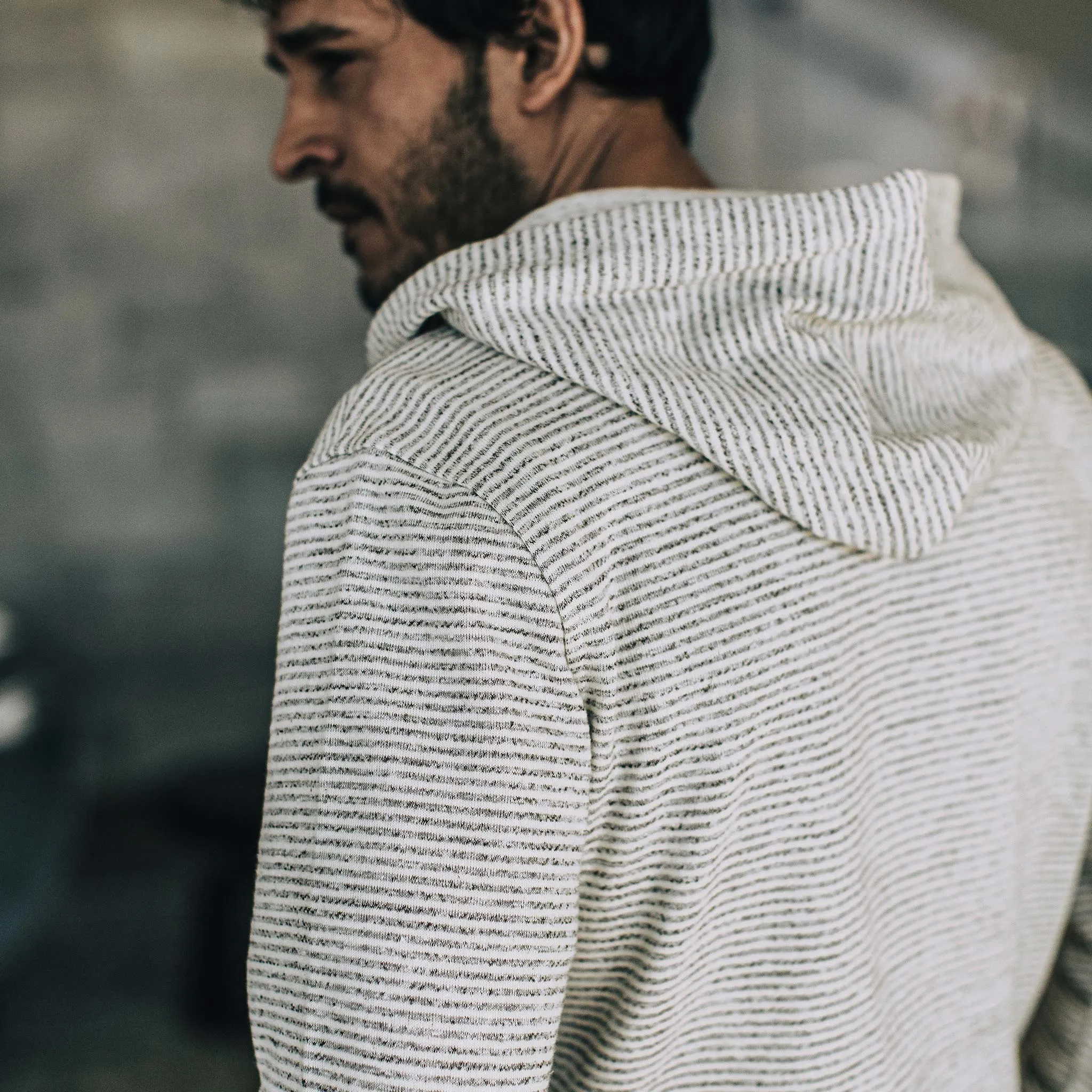 The Après Hoodie in Natural Hemp Stripe