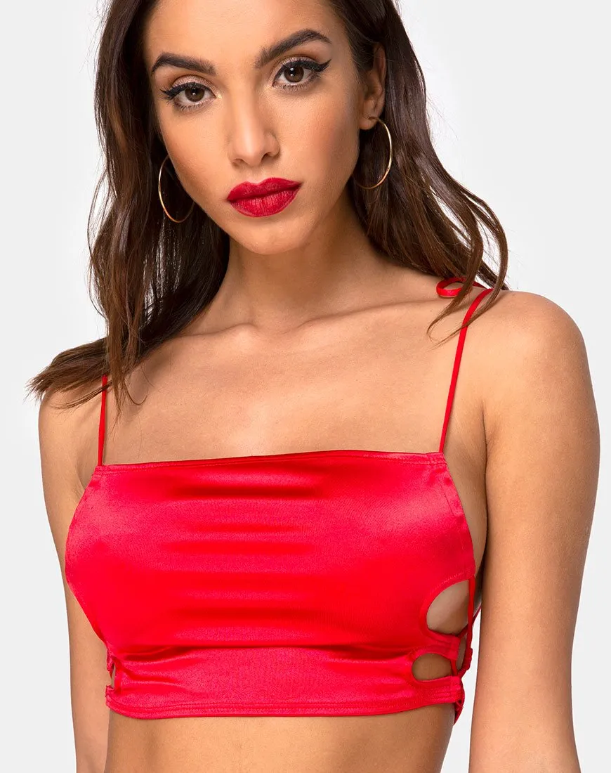 Tisya Crop Top in Satin Red