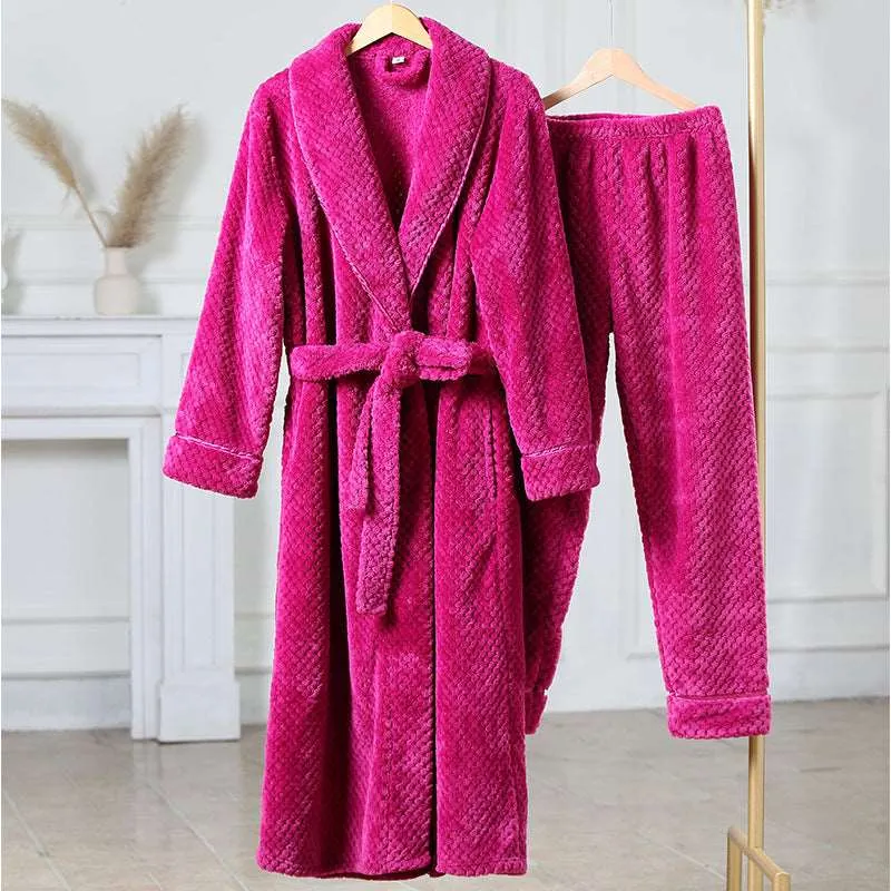 Unisex Comfortable Flannel Thermal Robe