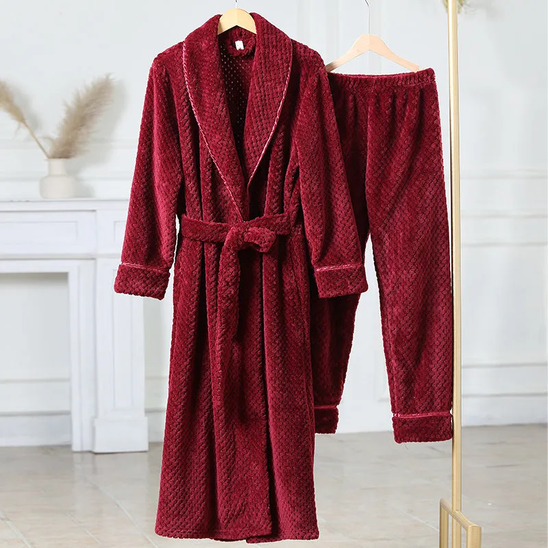 Unisex Comfortable Flannel Thermal Robe