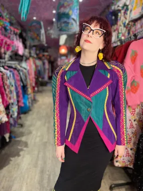 Vintage 90s Purple Bedazzled Avant Garde Jacket