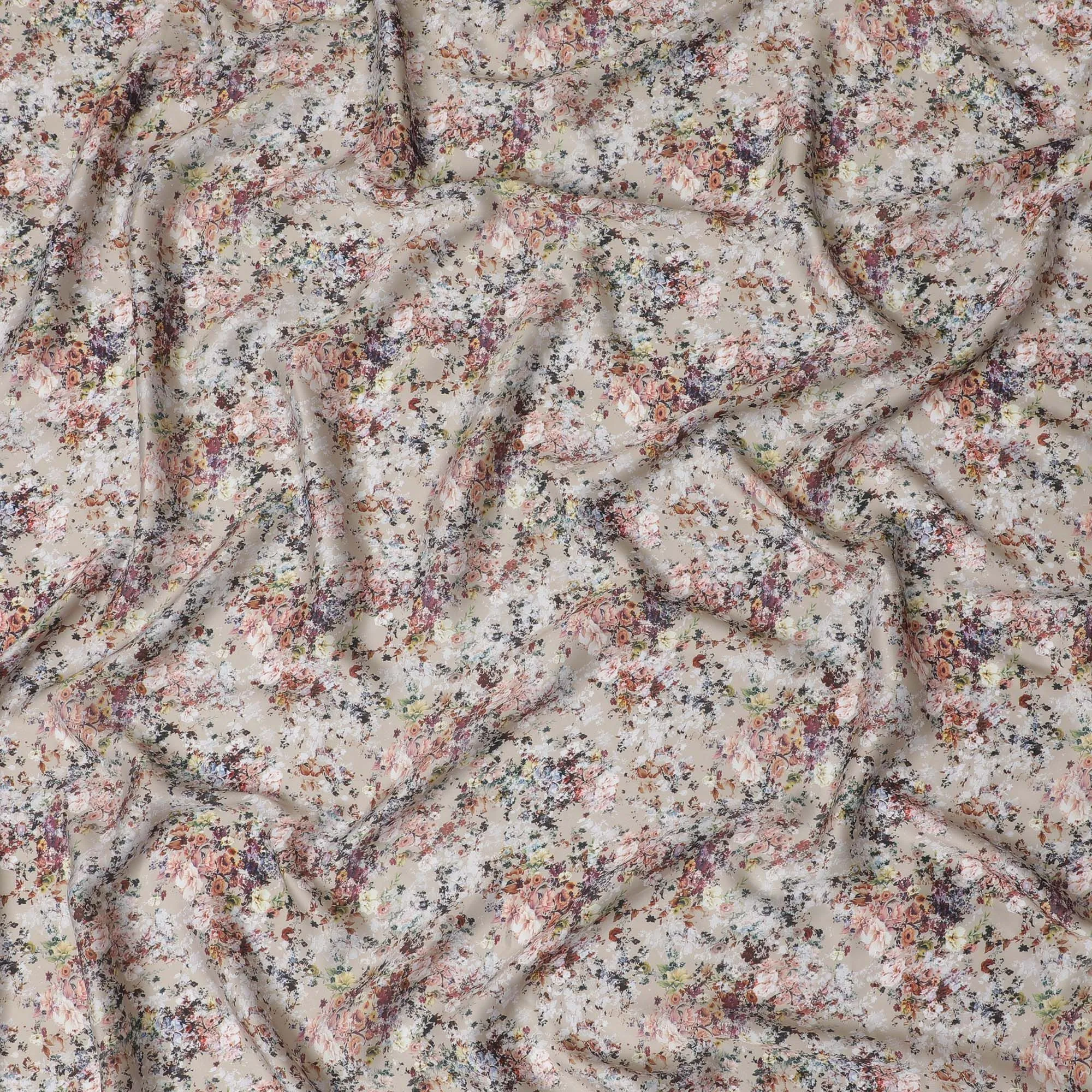 Vintage Confetti Floral Synthetic Modal Satin Fabric - Delicate Pastel Print, 110cm - Buy Online-D17981