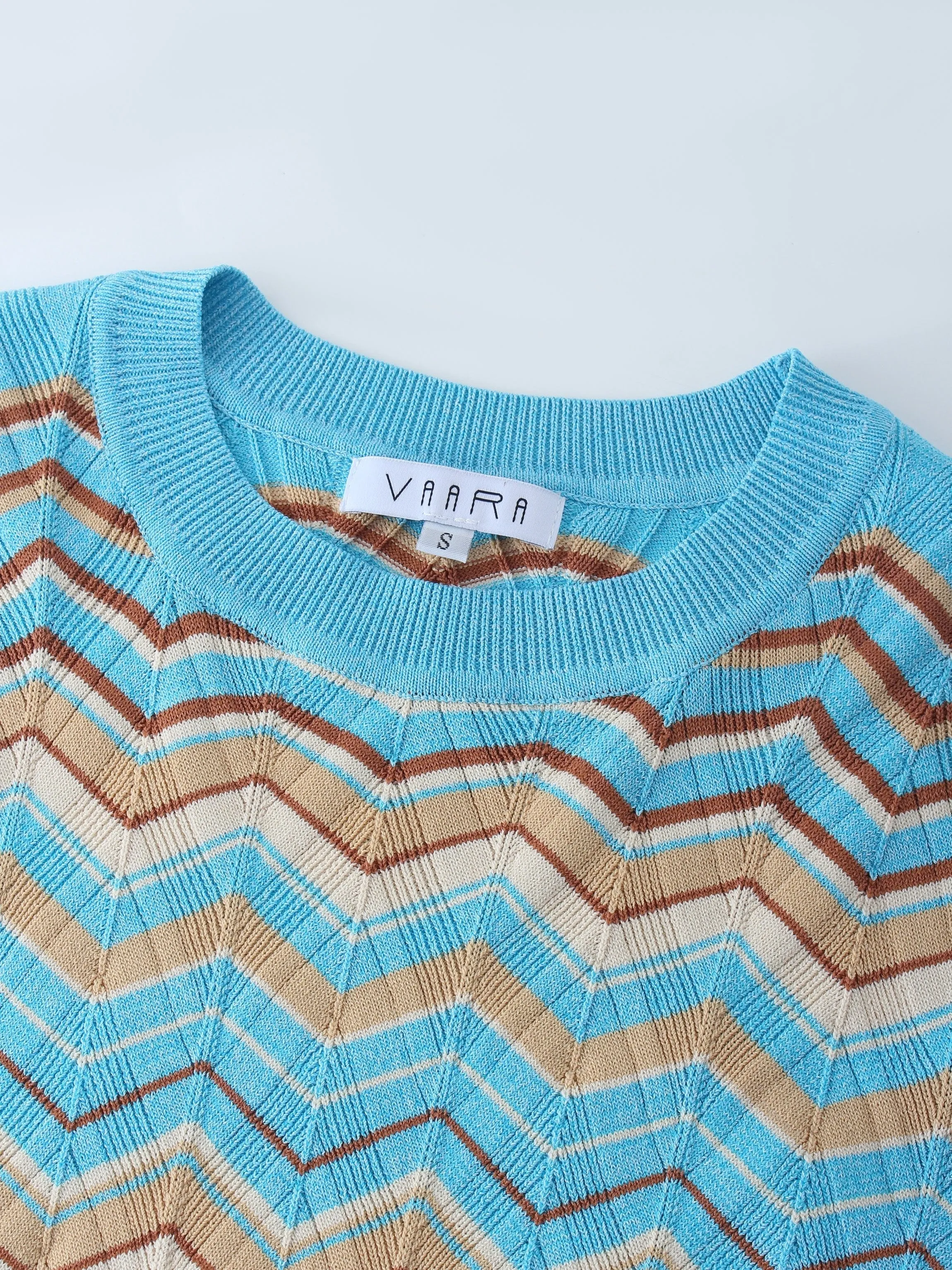 Wave Stripe Sweater-Tan/Blue