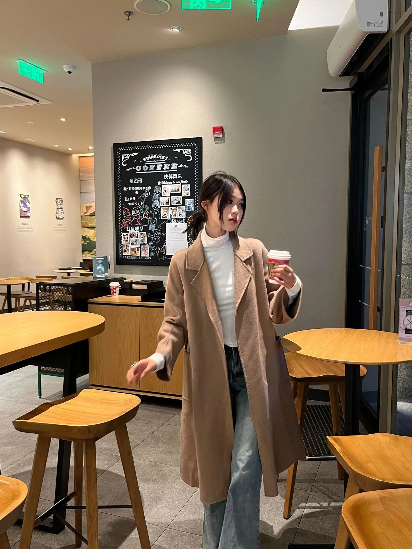 Wenkouban women’s fashion Hand-Stitched Arch Needle Slim Lace-up Bathrobe Wool Casual Long Coat Handmade Double-Sided Nylon Coat