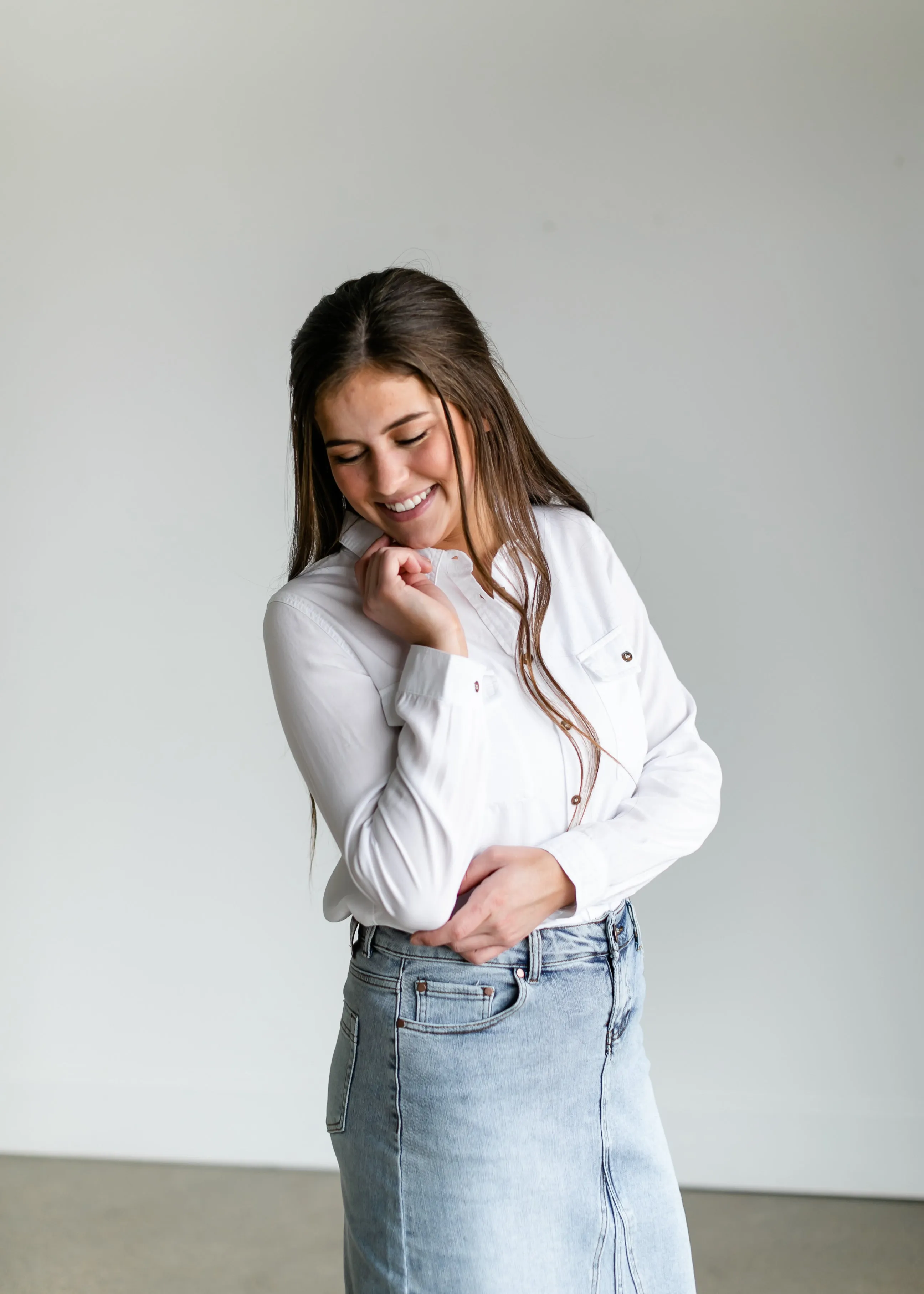 White Chambray Button Down Shirt - FINAL SALE