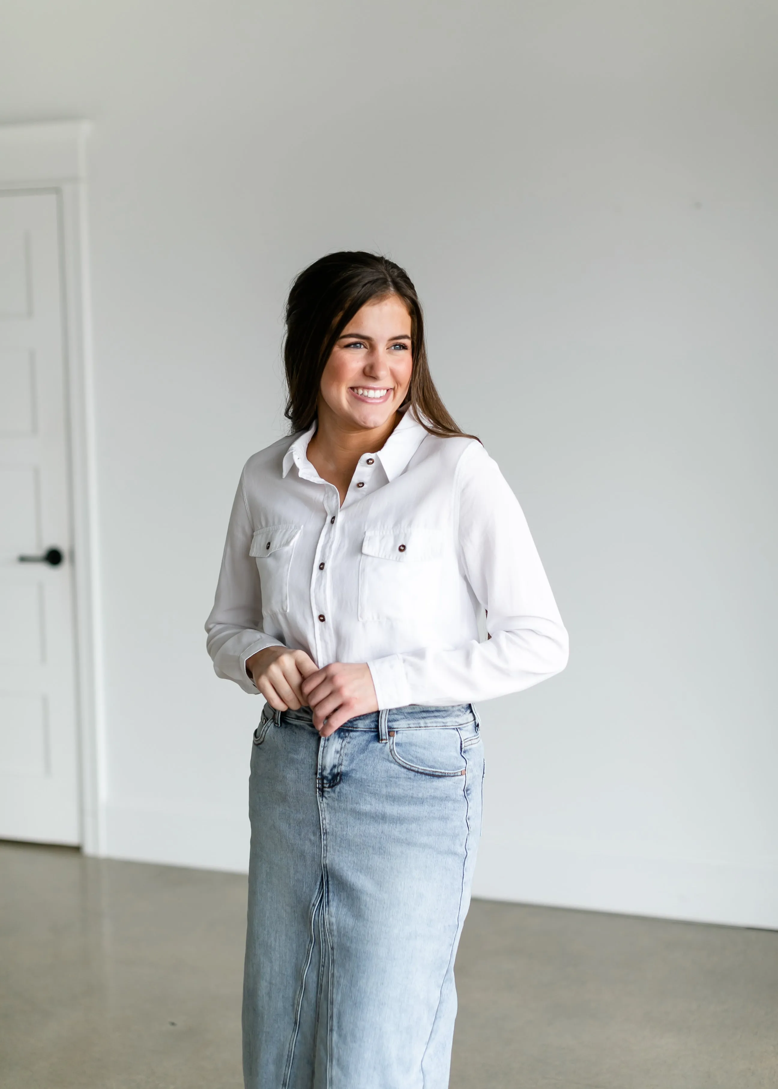 White Chambray Button Down Shirt - FINAL SALE