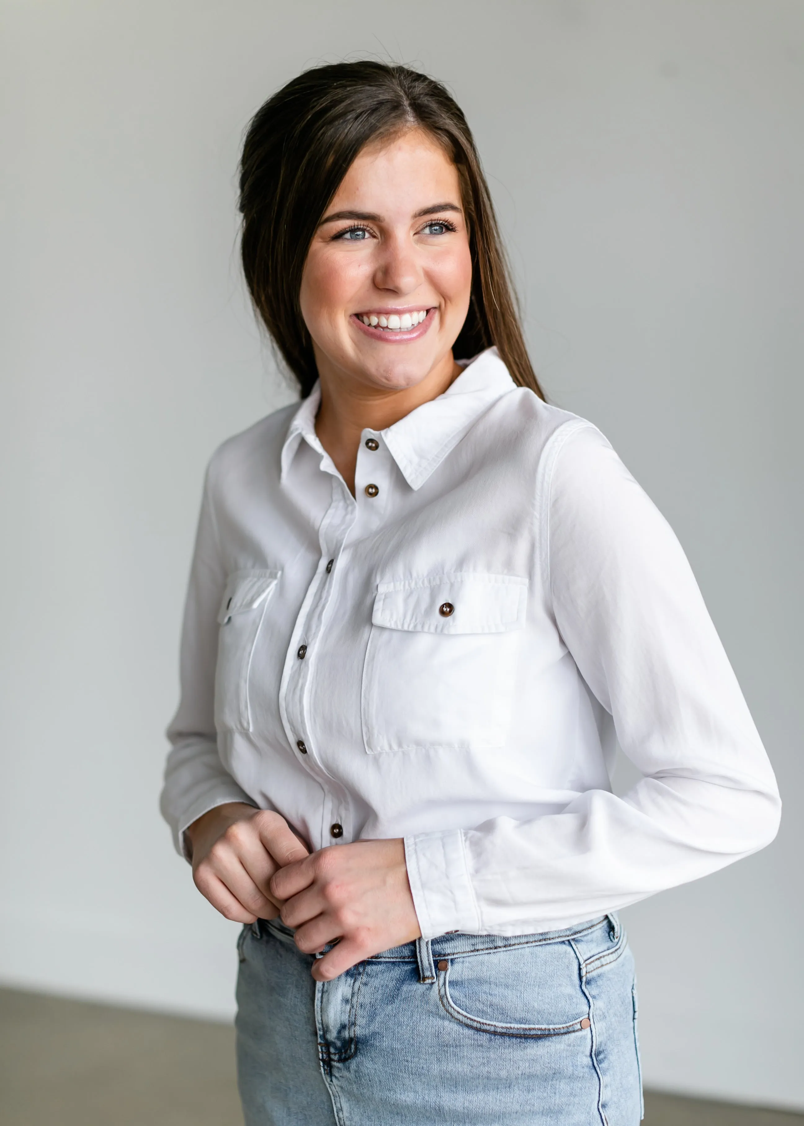 White Chambray Button Down Shirt - FINAL SALE