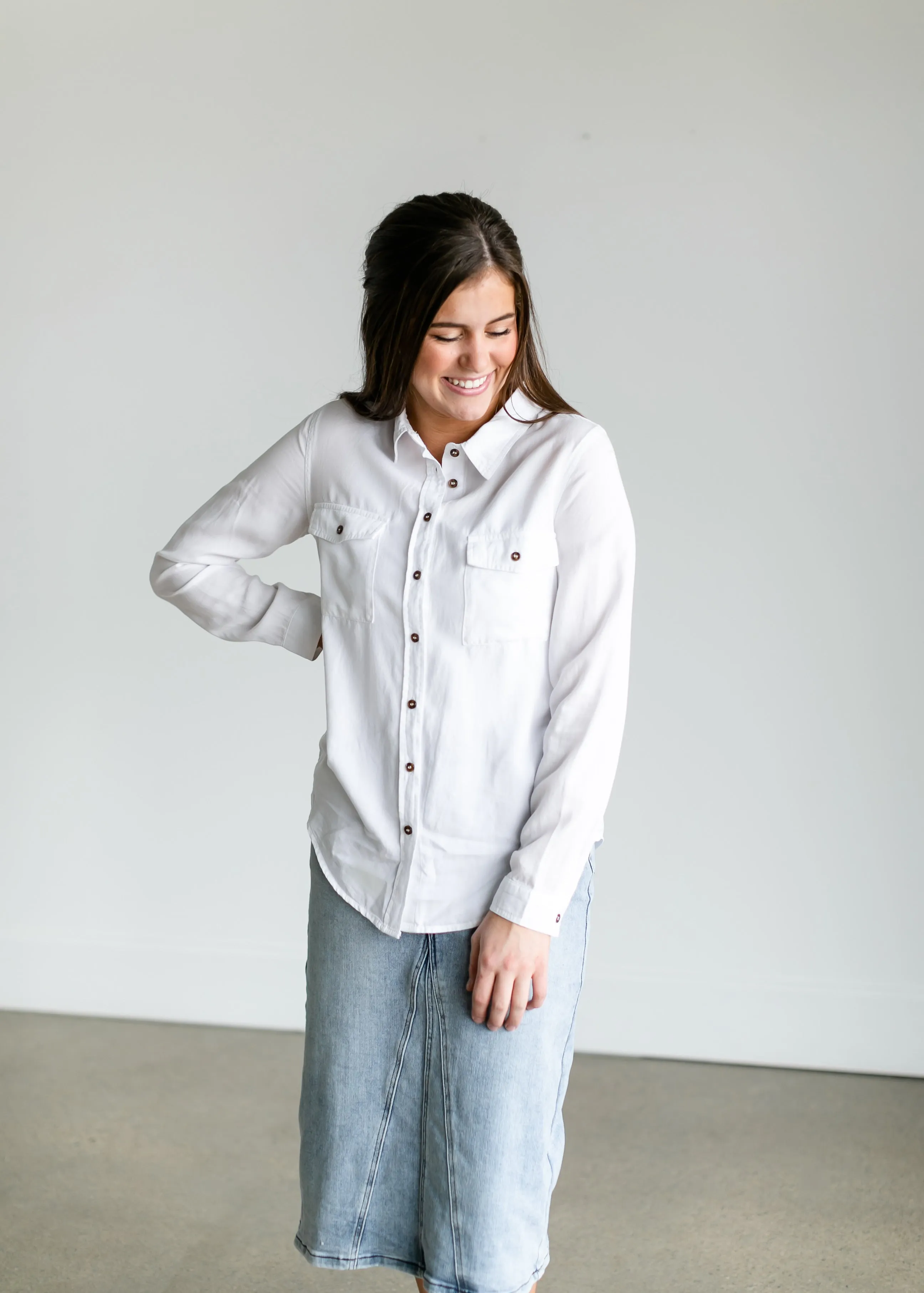 White Chambray Button Down Shirt - FINAL SALE