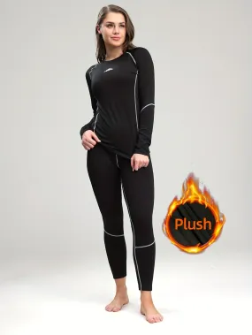 Women's 2pcs Thermal Activewear Set - Soft, Stretchy Long Sleeve Top & Leggings for Cozy Home and Outdoor Sports