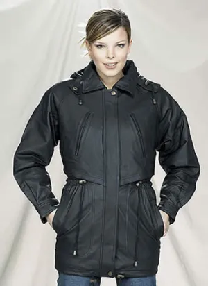 Women’s Black Leather Duster Jacket