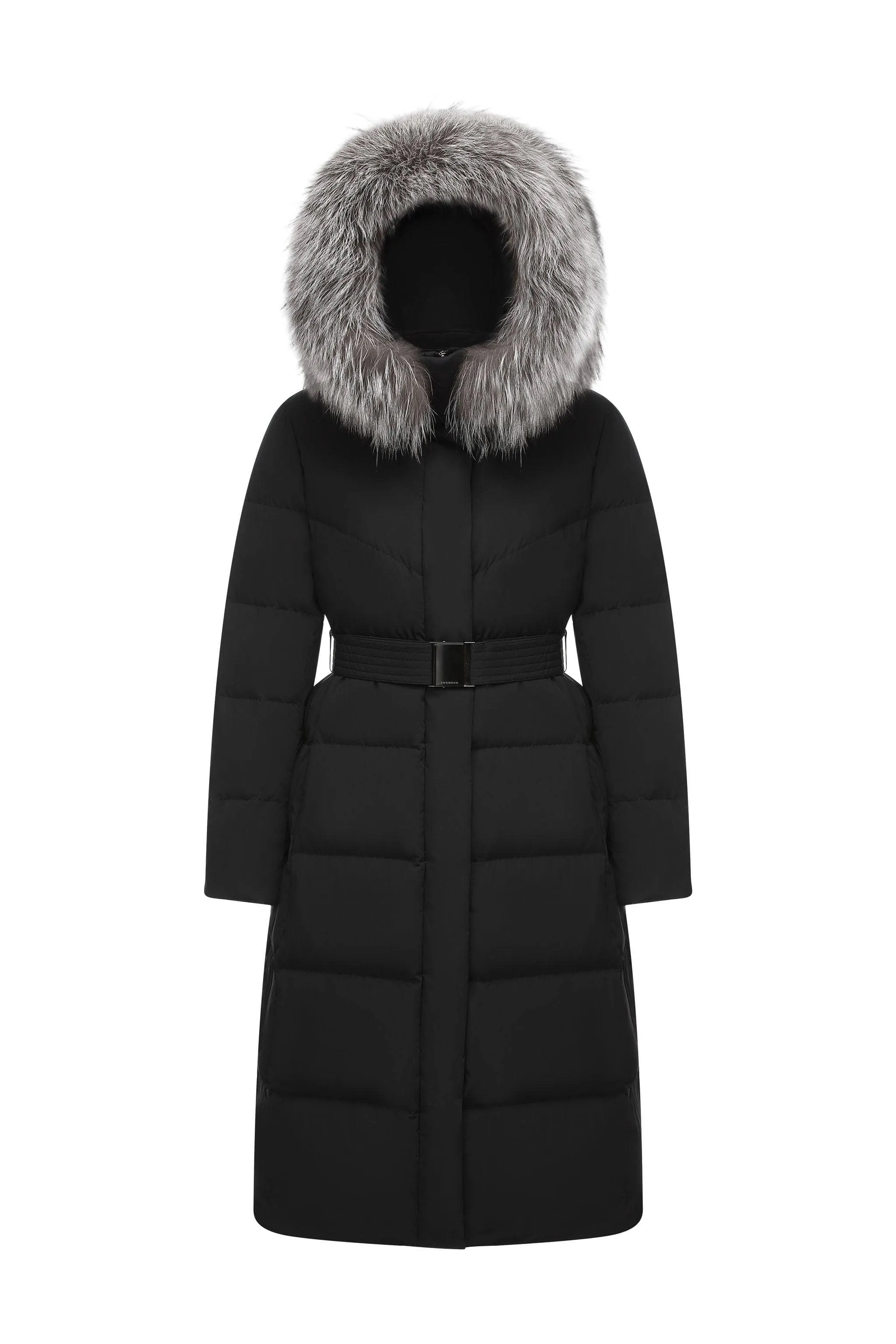 Women's Full Length Goose Down Belted Coat