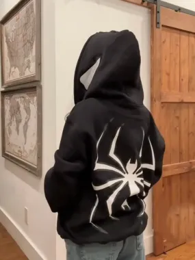 Y2K Spider Print Hoodies